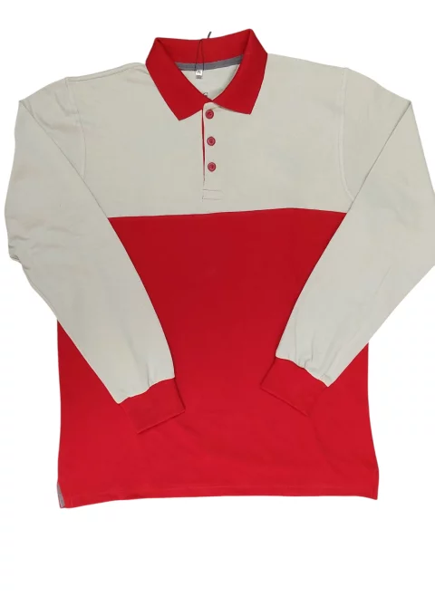 تيشرت بولو بأكمام طويلة بتصميم اثنين لون