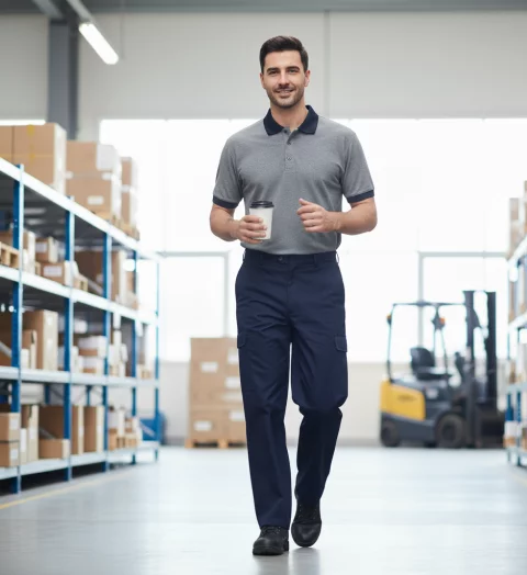 تي شيرت بولو رمادي غامق نصف كم