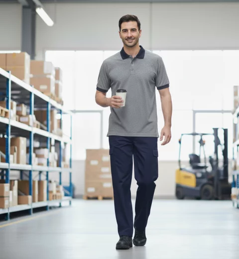 تي شيرت بولو رمادي غامق نصف كم