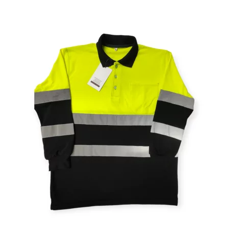 long-sleeved pique polo t-shirt, for high-visibility safety wear 4