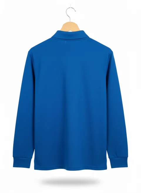 Long-Sleeved Pique Polo T-shirt Without Button for Safety