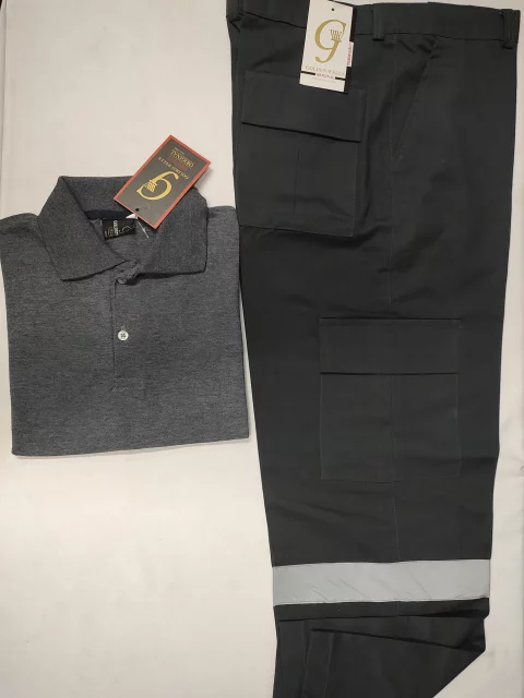 Complete set Polo T-shirt with baggy gabardine cargo pants 3
