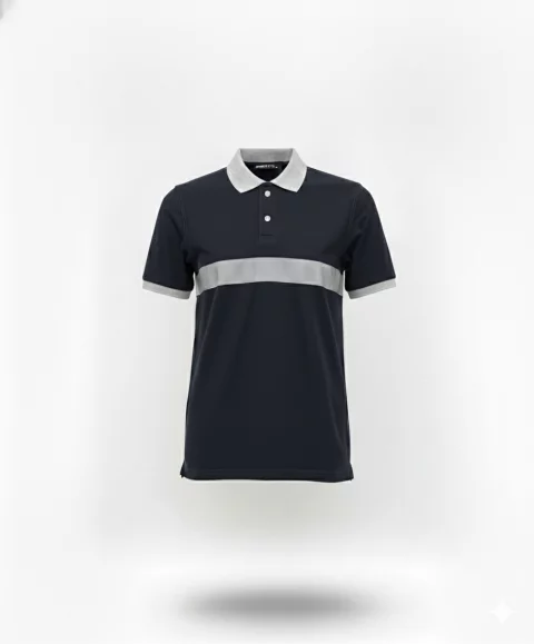 Half-sleeve cotton polo shirt with phosphoric tape