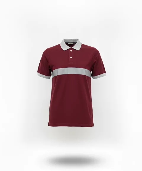 Half-sleeve cotton polo shirt with phosphoric tape