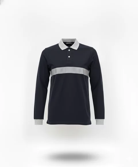 long-sleeve cotton polo shirt with phosphoric tape