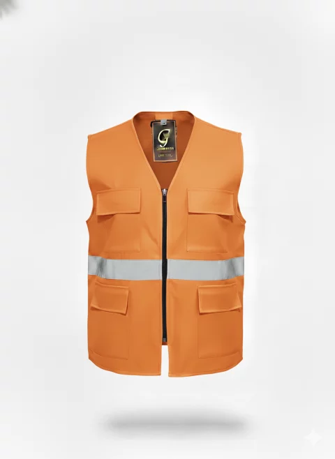 a practical, durable, and highly visible  gabardine vest 6
