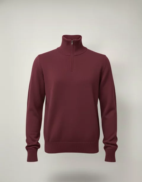 Wool Quarter-Zip High-Neck Pullover 7