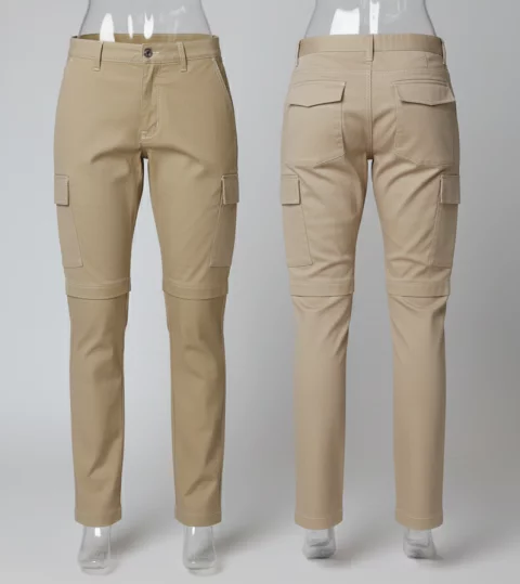 Beige Gabardine Convertible Cargo Trousers (2-in-1) 6