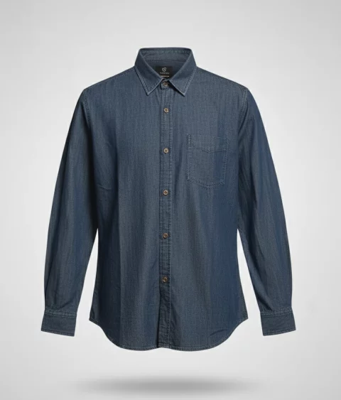 dark Blue Long-Sleeve Denim Shirt From Uniform GW