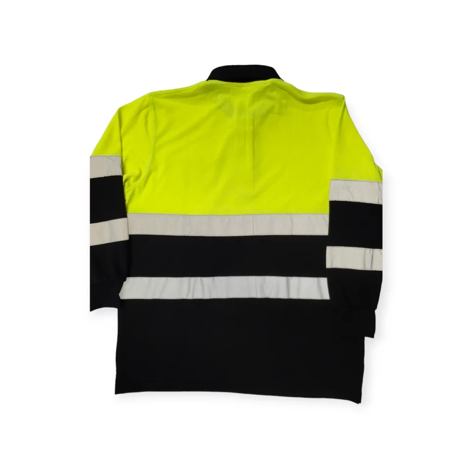 long-sleeved pique polo t-shirt, for high-visibility safety wear