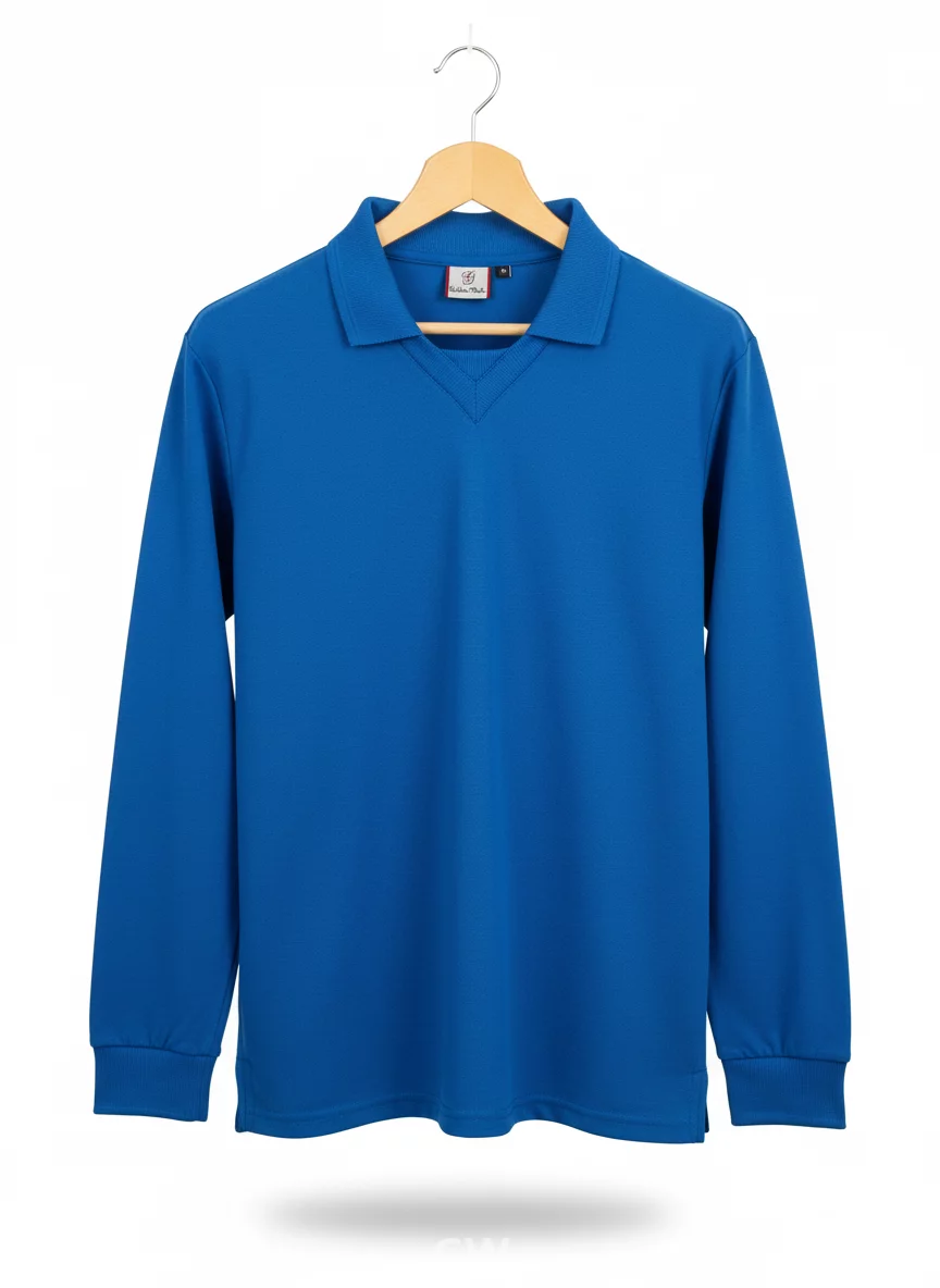 Long-Sleeved Pique Polo T-shirt Without Button for Safety