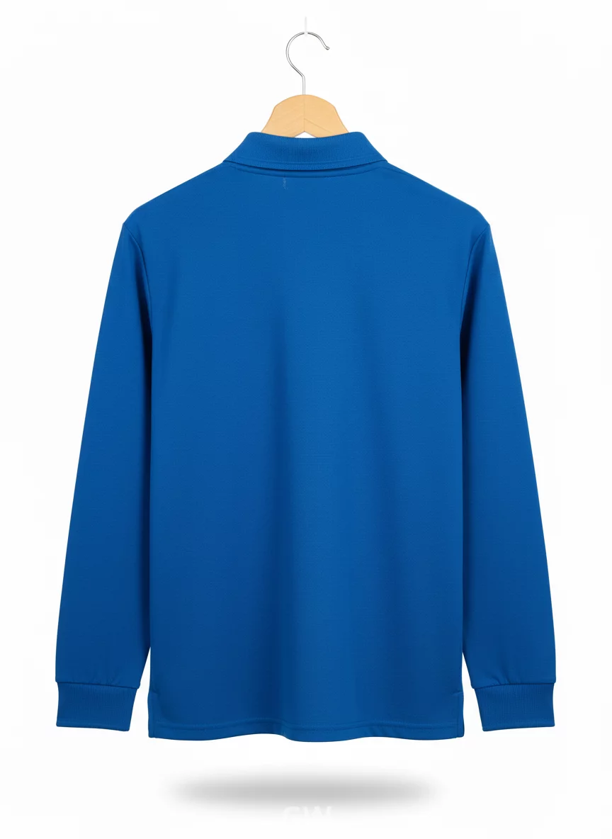 Long-Sleeved Pique Polo T-shirt Without Button for Safety