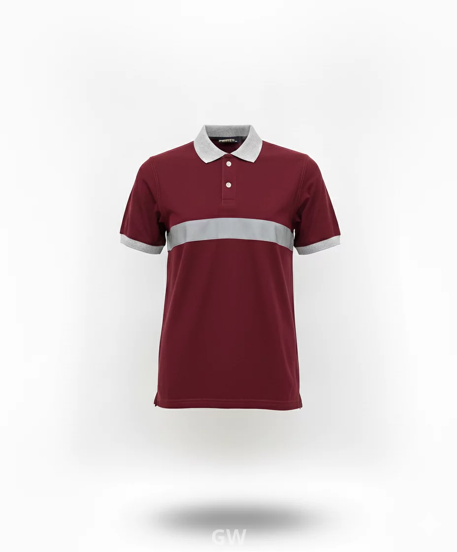 Half-sleeve cotton polo shirt with phosphoric tape