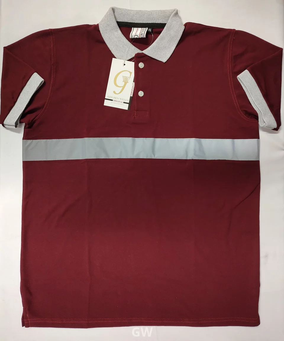 Half-sleeve cotton polo shirt with phosphoric tape