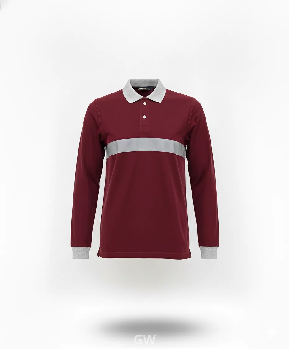 تي شيرت بولو بكم بشريط فسفوري للأمان