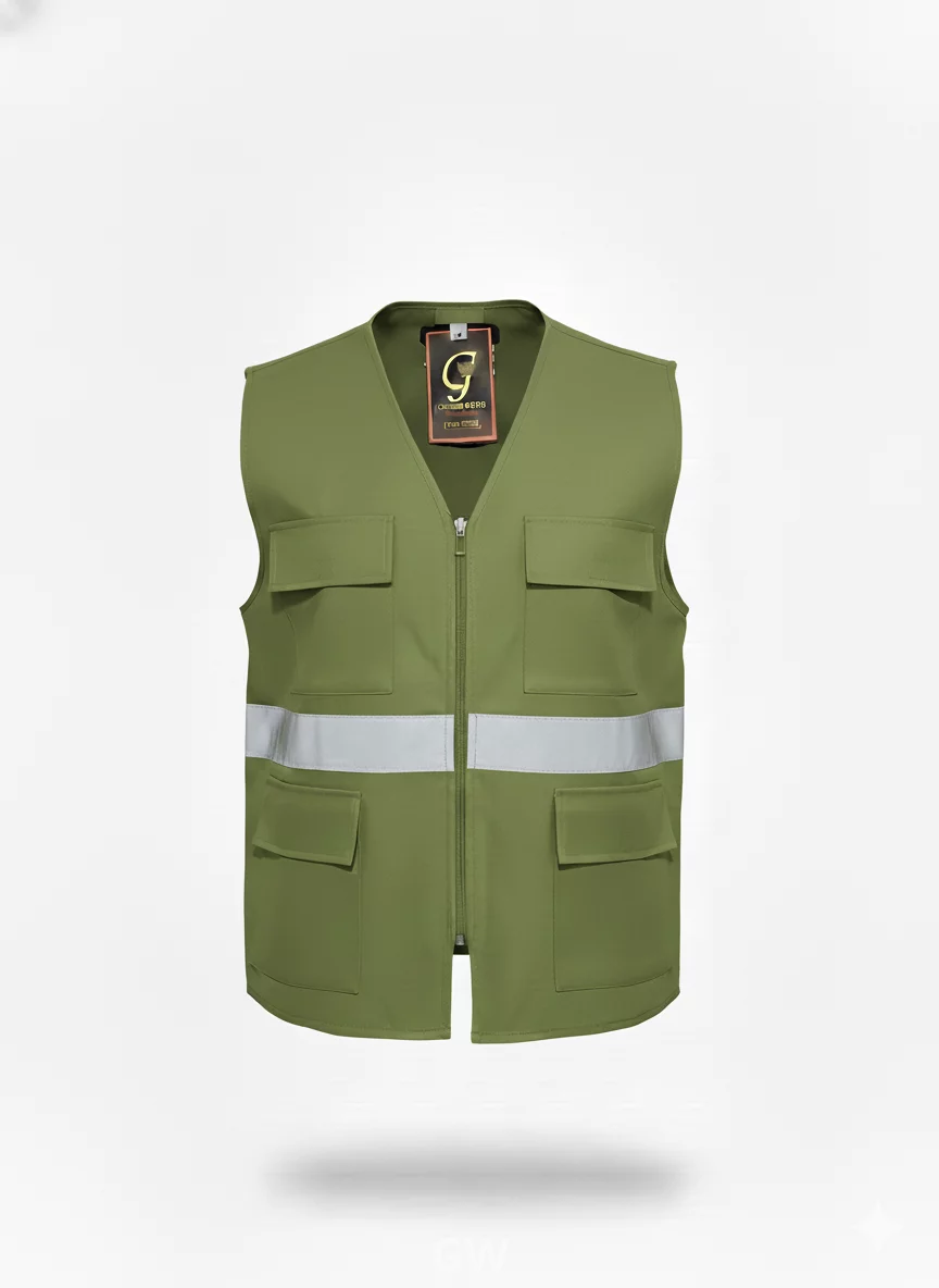 a practical, durable, and highly visible  gabardine vest