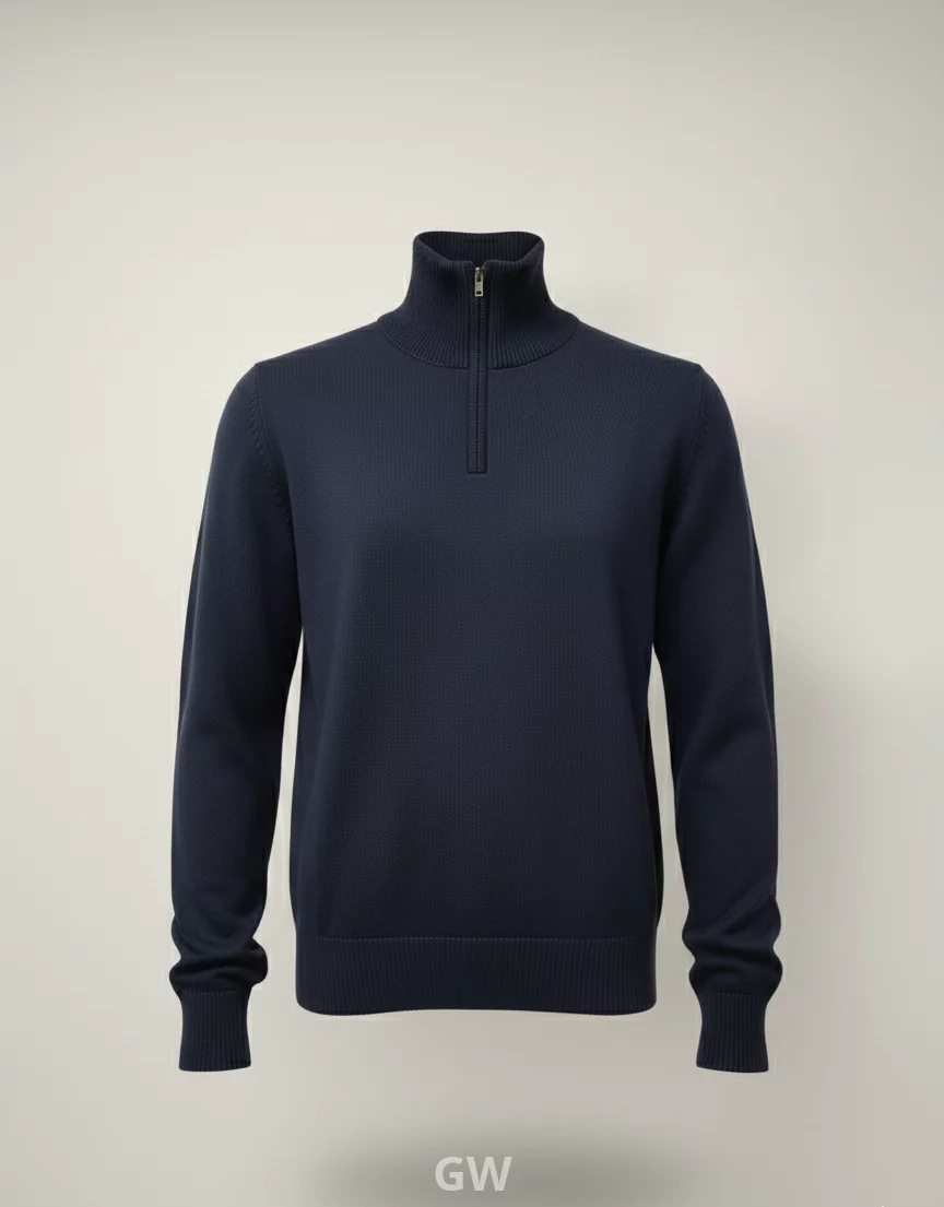 Wool Quarter-Zip High-Neck Pullover