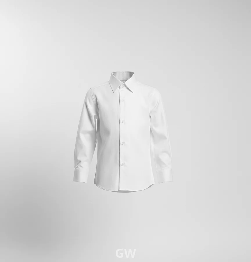 Children's Long-Sleeve White School Shirt (Unisex)