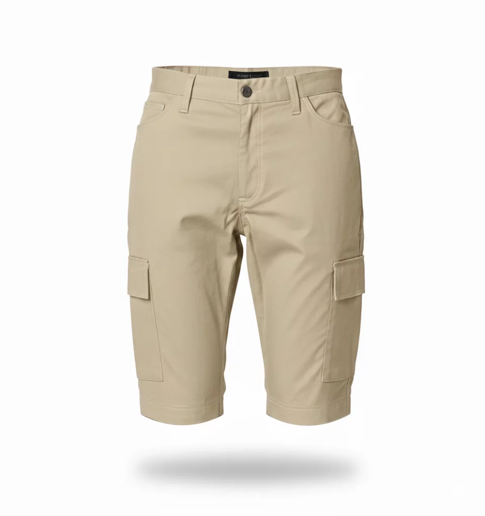 Beige Gabardine Convertible Cargo Trousers (2-in-1)