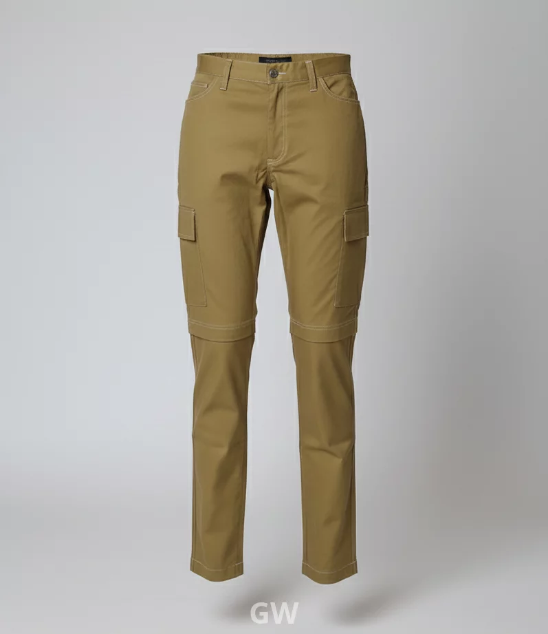 Beige Gabardine Convertible Cargo Trousers (2-in-1)