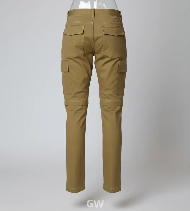 Beige Gabardine Convertible Cargo Trousers (2-in-1)