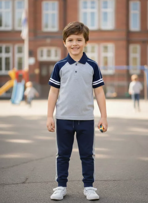 Summer polo shirt set with pants