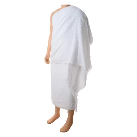 Cotton Ihram Set, 2 Pieces, 1165 Grams - White