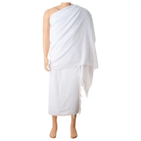 Ihram Set, 2 Pieces, 1070 Grams -100% Cotton - White