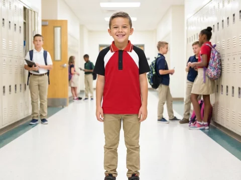 بولو تي شيرت نصف كم للاطفال يونيفورم جي دبليو