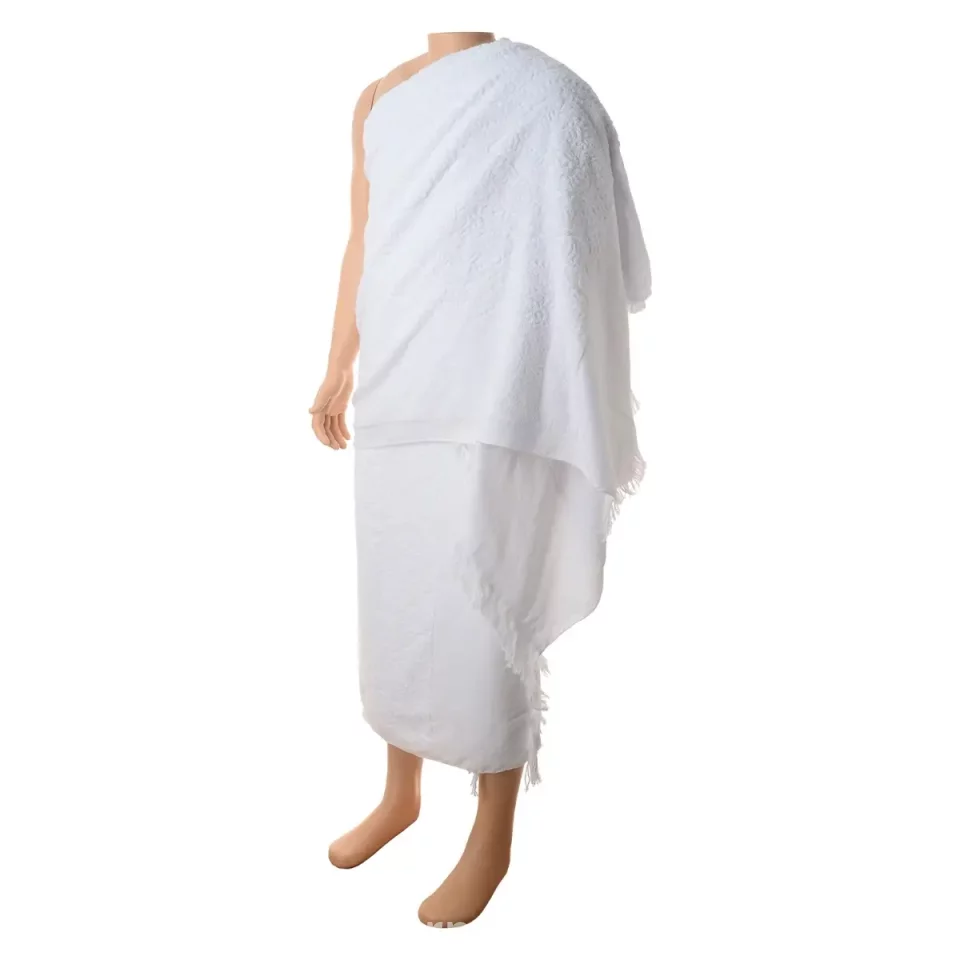 Ihram Set, 2 Pieces, 1070 Grams -100% Cotton - White