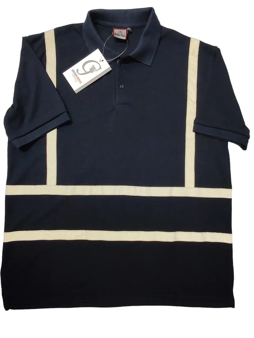 Half-sleeve cotton polo shirt with phosphoric tape