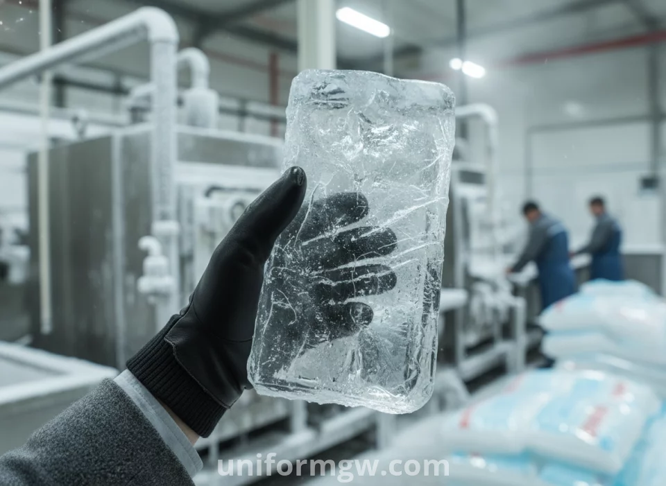 قفاز ضد المبردات مبطن بالفرو جلد طبيعي