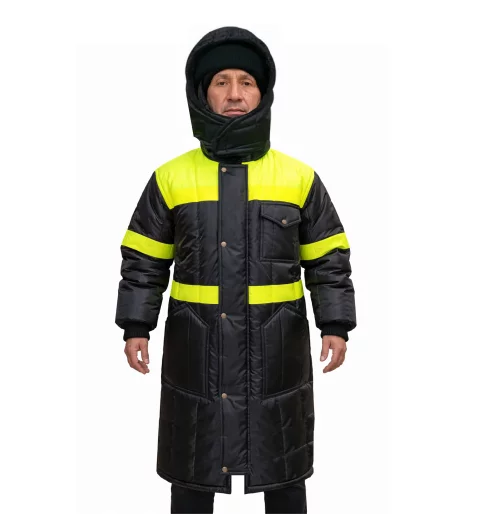 length coat for cold protection in cold storage warehouses