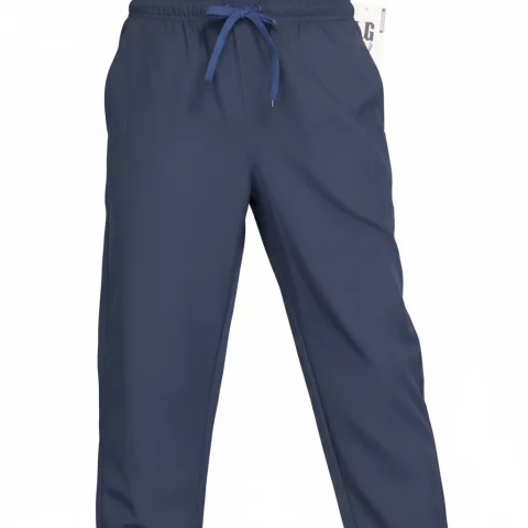 Elastic-waisted gabardine pants with with two front pockets