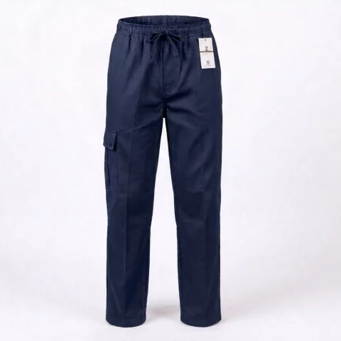 Gabardine pants with waistband, no side pockets, no zipper, and no buttons 4