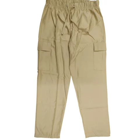 Gabardine pants with waistband, no side pockets, no zipper, and no buttons 6