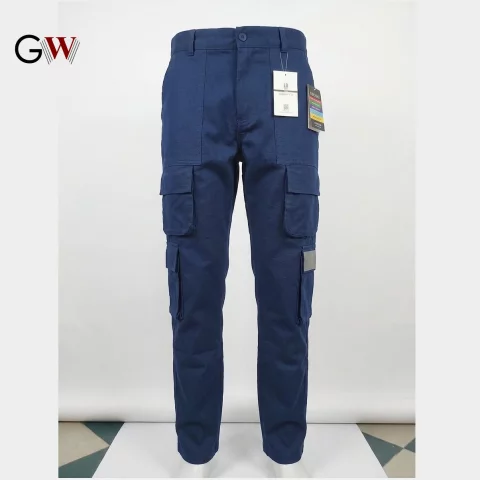 8-Pocket Gabardine Cargo Pants with Reflective Stripe