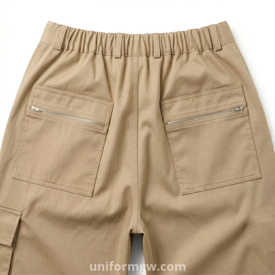 Gabardine pants with a belt and a back waistband