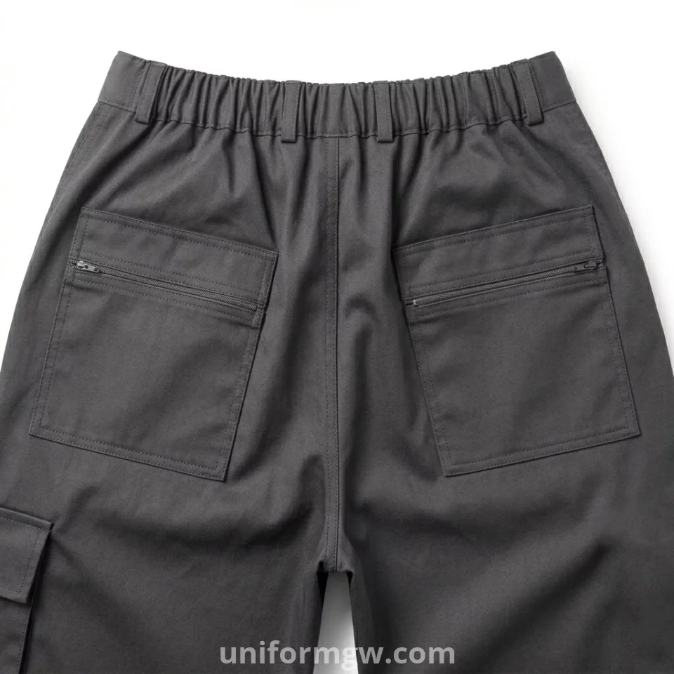 Gabardine pants with a belt and a back waistband