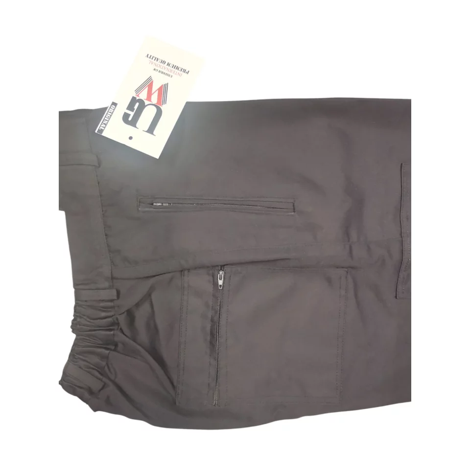 Gabardine pants with a belt and a back waistband