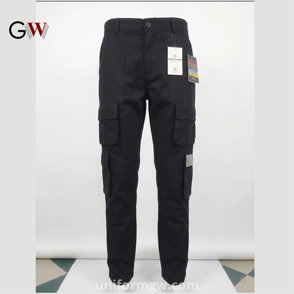 8-Pocket Gabardine Cargo Pants with Reflective Stripe