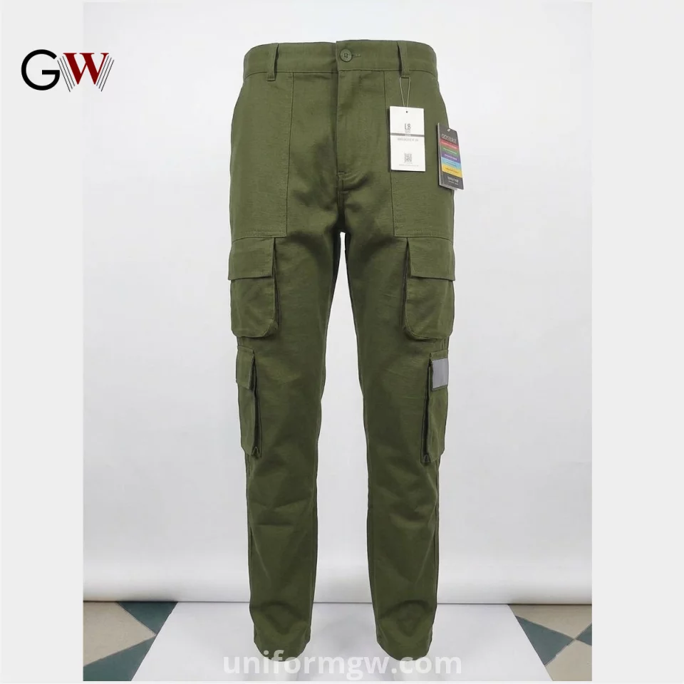 8-Pocket Gabardine Cargo Pants with Reflective Stripe