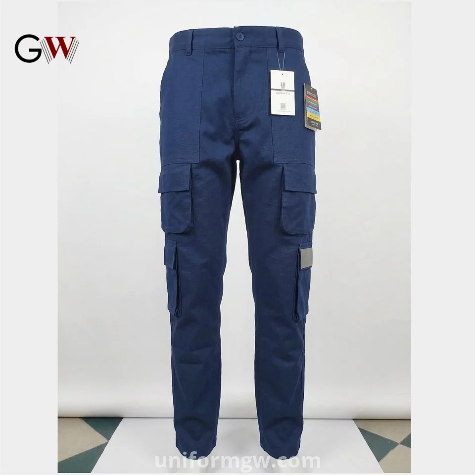 8-Pocket Gabardine Cargo Pants with Reflective Stripe