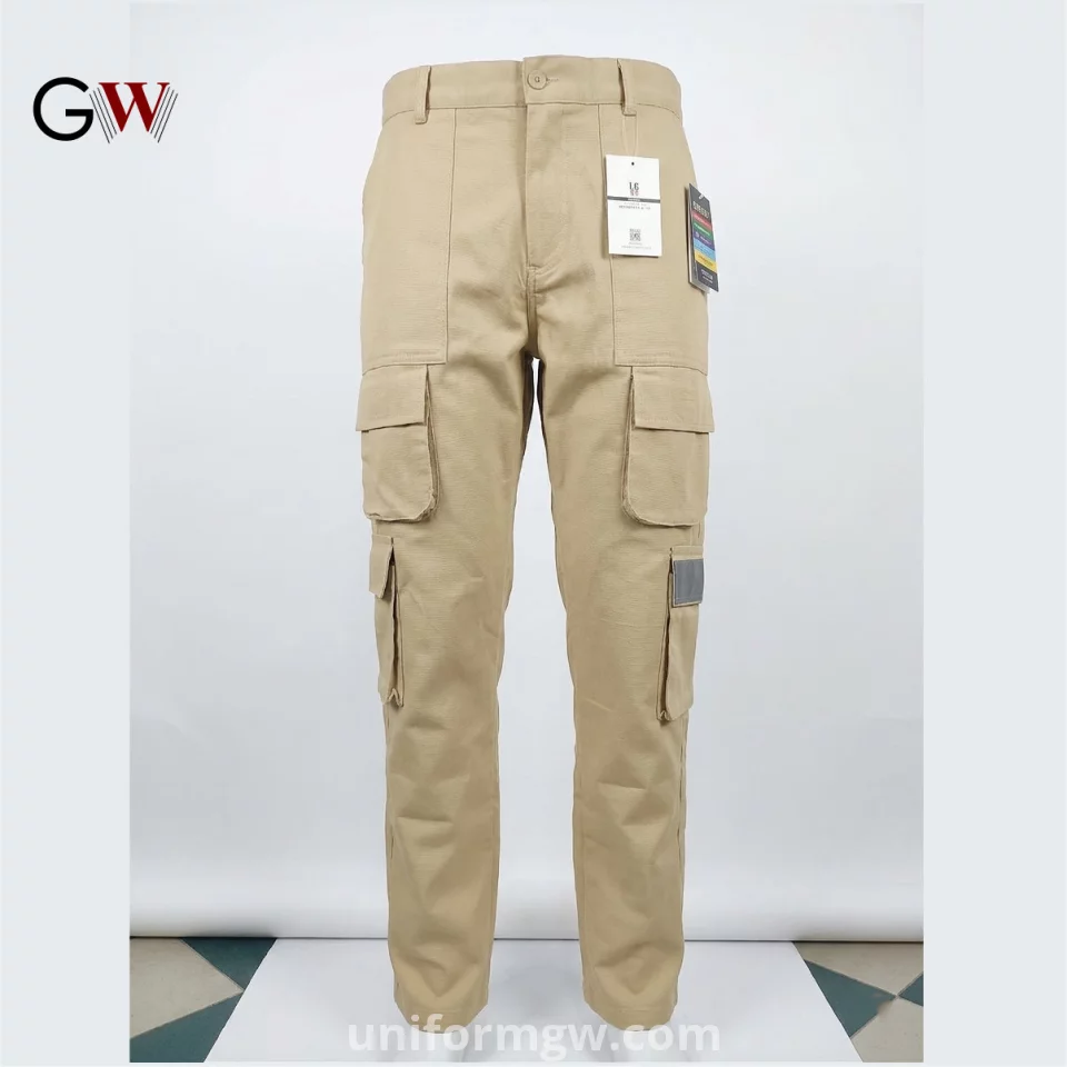 8-Pocket Gabardine Cargo Pants with Reflective Stripe