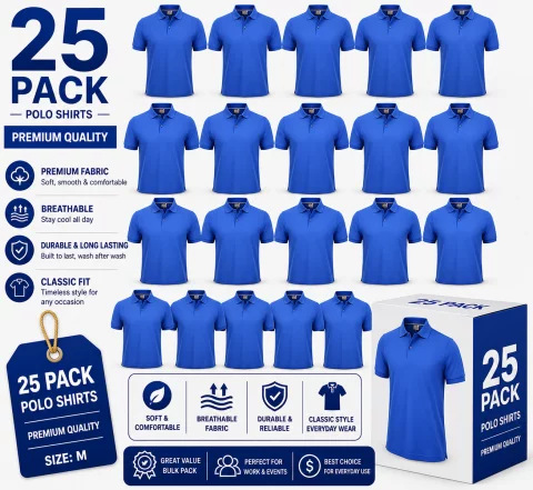 Pack of Navy Blue Cotton Polo Shirts with Half Sleeves 3