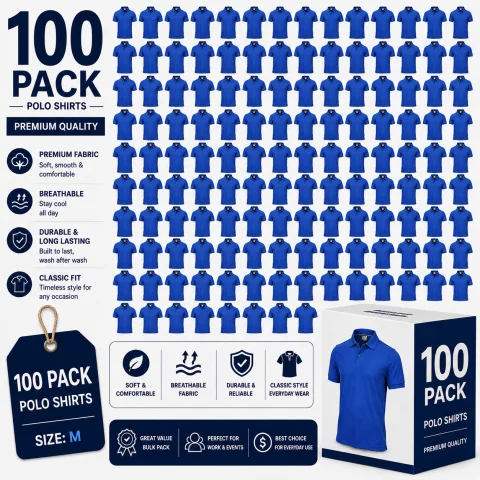 Pack of Navy Blue Cotton Polo Shirts with Half Sleeves 4