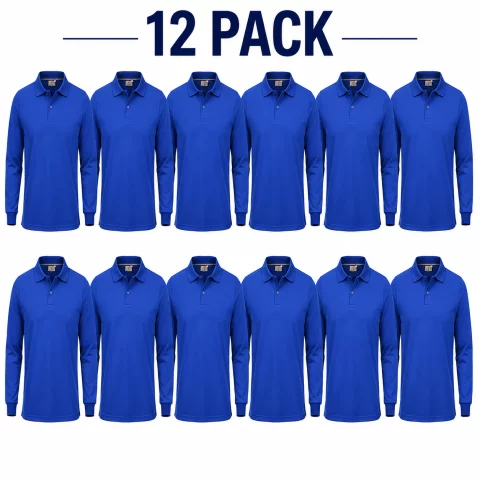 Pack of navy blue cotton polo shirts with sleeves