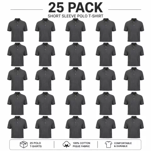 pack of Dark Gray Cotton Polo Short-Sleeve T-Shirt 3