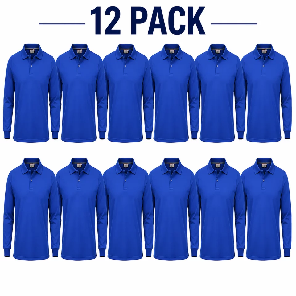 Pack of navy blue cotton polo shirts with sleeves