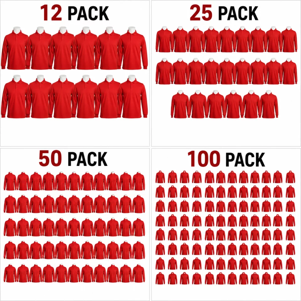 Pack of Red cotton polo shirts with sleeves